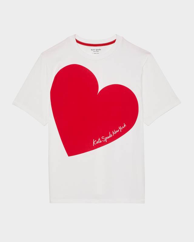heart-print crewneck cotton jersey tee
